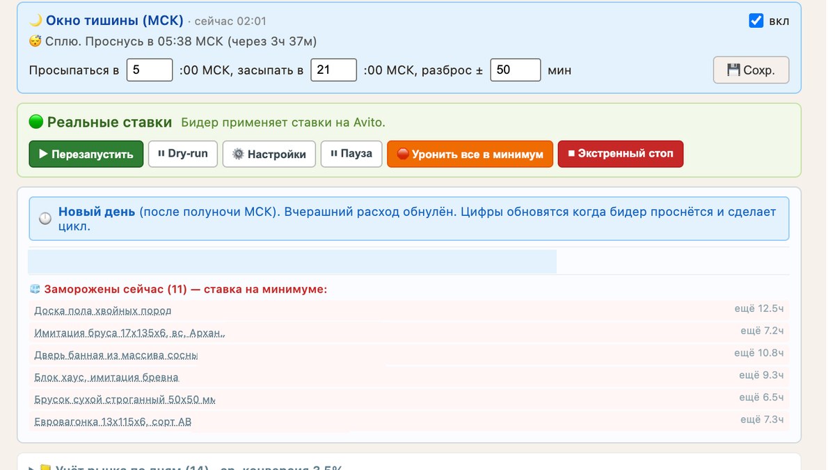 Бидер — управление ставками на Авито
